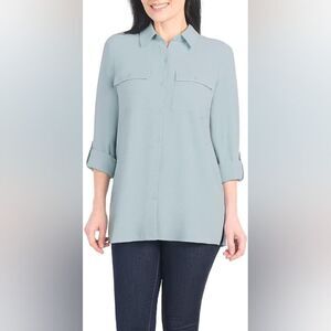 Hilary Radley Soft Blue Button-Down Shirt